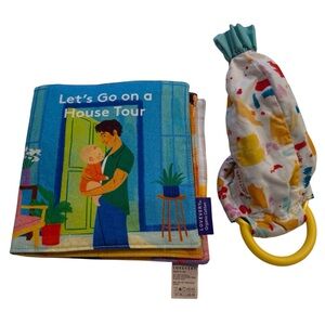 Lovevery bundle: Organic Cotton crinkle sensory pouch and cloth baby book